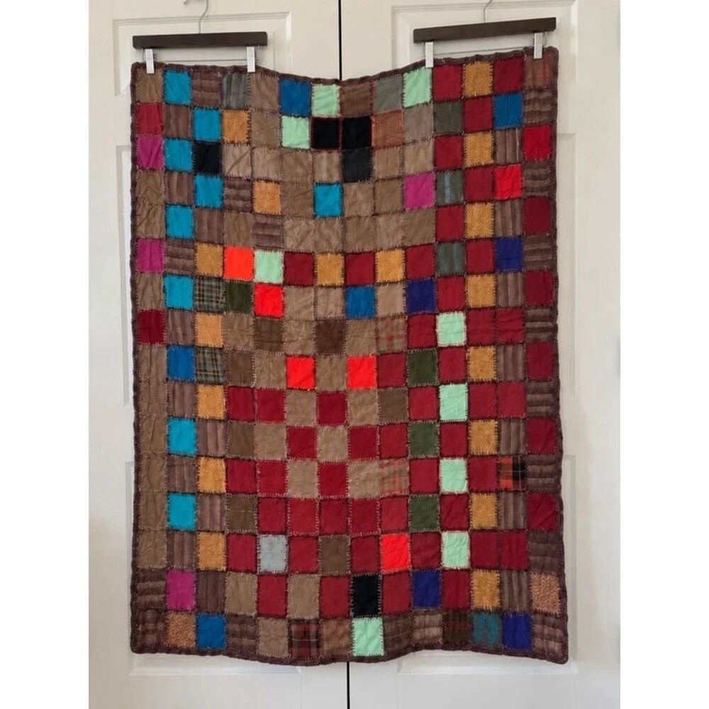 Handmade Patchwork Crazy Quilt Throw Blanket 52x56